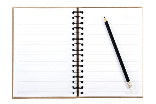 Tom anteckningsbok och penna — Stockfoto