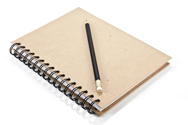 Tom anteckningsbok och penna — Stockfoto