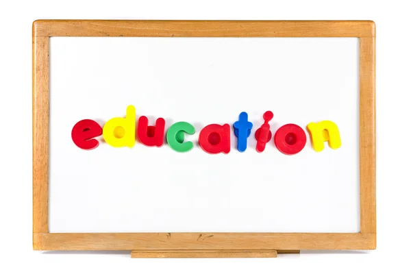 Education text on whiteboard — Stock Photo, Image