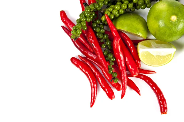 Složka potraviny chilli peppercone a vápno — Stock fotografie