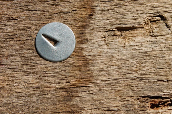 stock image Metal pin in wooden board