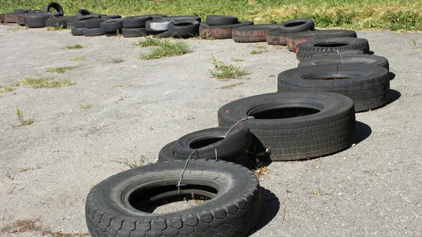 stock image Row of old tires