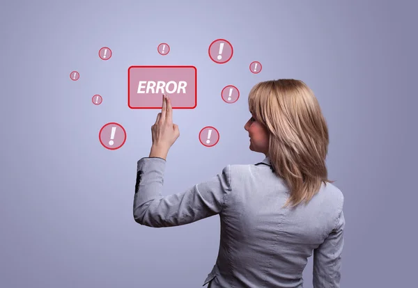Hand pressing ERROR button — Stock Photo, Image
