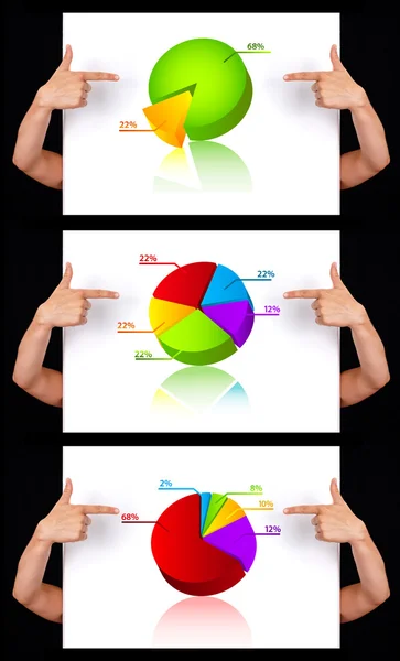 Hand pointing to dimensional chart collection — Stock Photo, Image