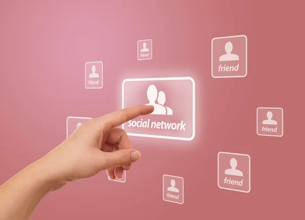 Presionar la mano icono de red social — Foto de Stock
