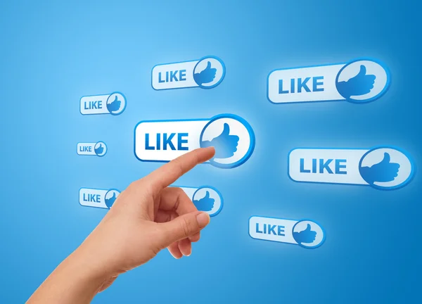 Presionar la mano icono de red social — Foto de Stock