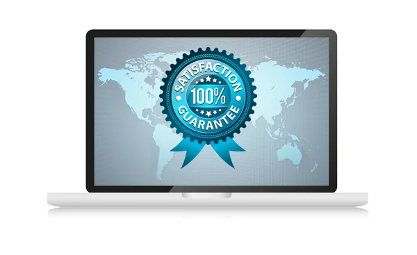 Satisfation garancia címkét laptop — Stock Fotó