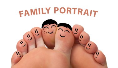 Happy family portrait of finger smileys clipart