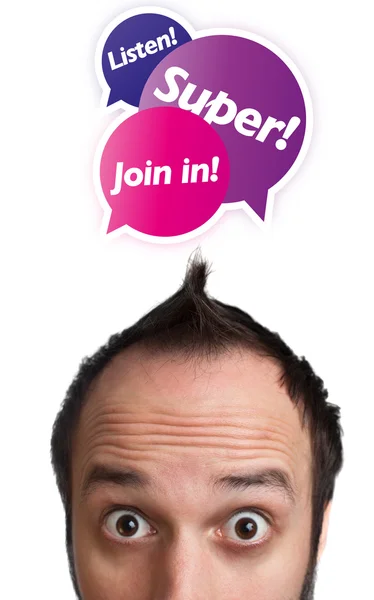 Young man with Join in sign over his head — Stock Photo, Image