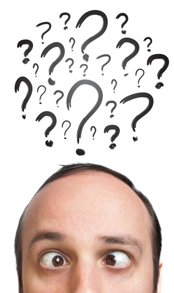Caucasian male adult has way too many questions in his head