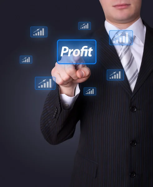 Ember profit gomb megnyomásával — Stock Fotó