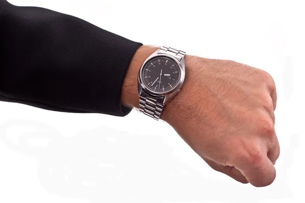 Relógio em uma mão masculina — Fotografia de Stock
