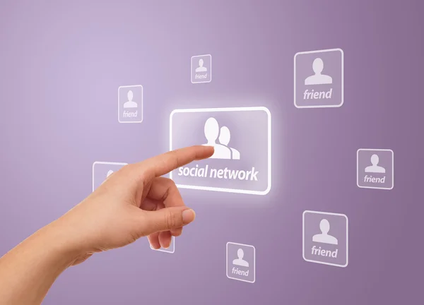Presionar la mano icono de red social —  Fotos de Stock