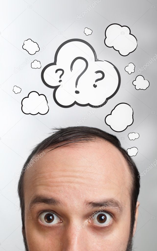 Young guy with question mark over his head