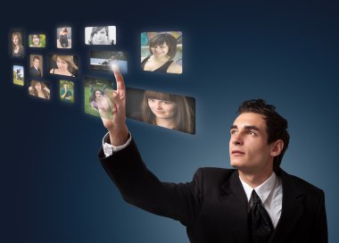 Man choosing photos clipart