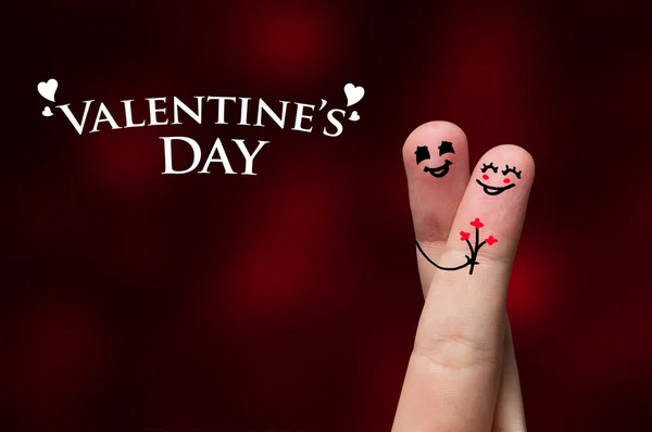 Umarmung mit dem Finger zum Valentinstag — Stockfoto