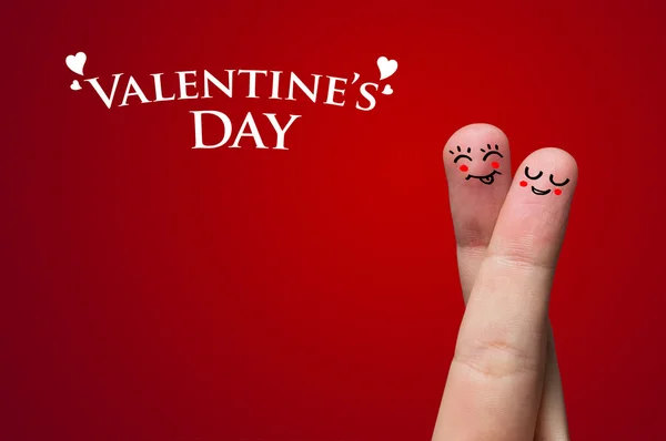Umarmung mit dem Finger zum Valentinstag — Stockfoto