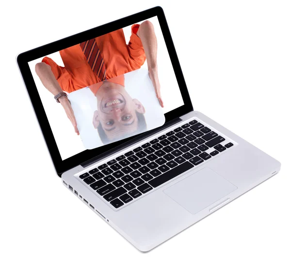 Crazy man in een laptop 2 — Stockfoto