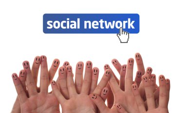 sosyal ağ olarak mutlu parmak yüzler