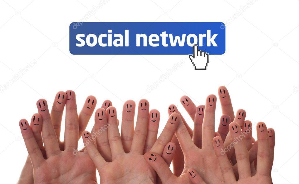 Happy finger faces as social network