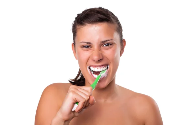 Girl Brushing her Teeth — Stock Photo, Image