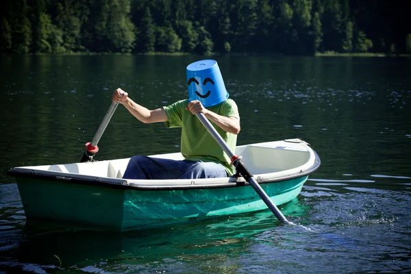 Happy man on the boat — Stock Photo, Image