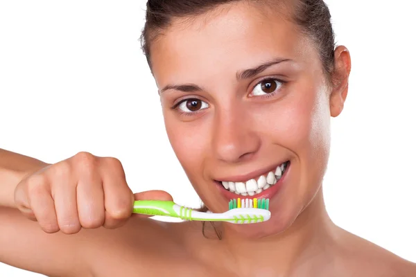 Girl Brushing her Teeth Stock Image
