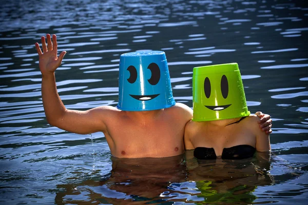 Happy couple in water — Stock Photo, Image