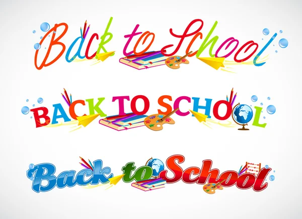 Back to school typography header collection — Stock Vector
