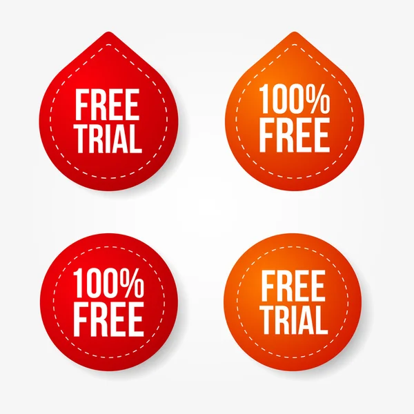 Emblemas de teste gratuitos coloridos e adesivos — Vetor de Stock