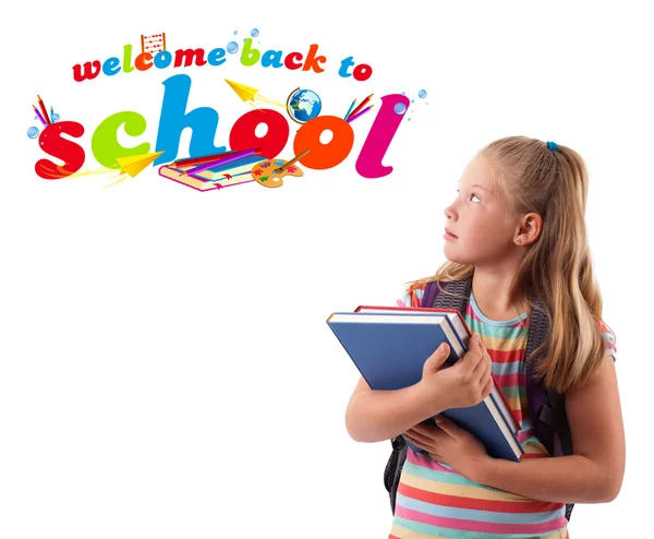 Gyerek iskolai téma elszigetelt fehér fonákkal — Stock Fotó