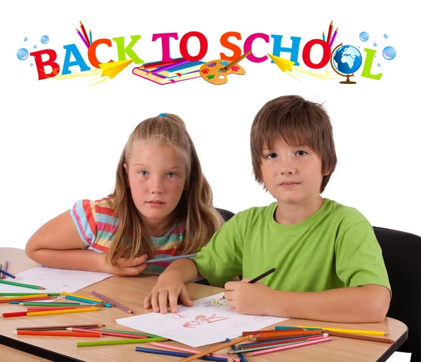 Kids with back to school theme isolated on white Stock Image