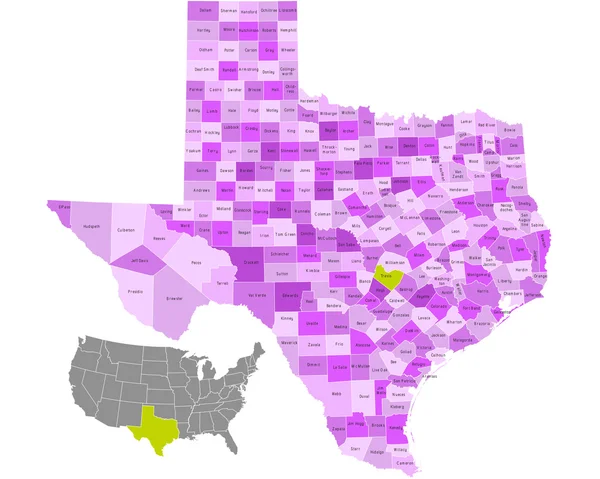 Hrabstwa Teksas — Wektor stockowy