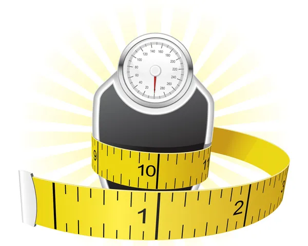 Gewichte und Maßband — Stockvektor