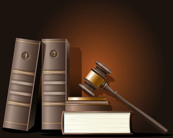 판사 망치 및 법률의 책 — 스톡 벡터