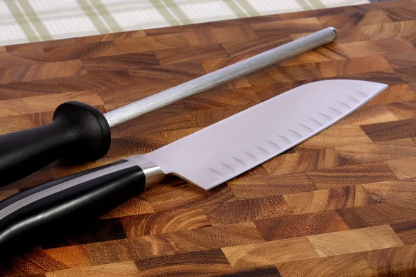 Kitchen knife and sharpening — Stock Photo, Image
