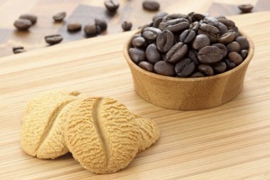 lezzetli kahve shortbreads ve kahve çekirdekleri