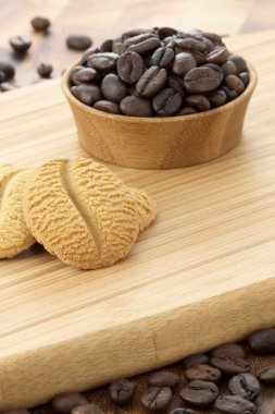 lezzetli kahve shortbreads ve kahve çekirdekleri