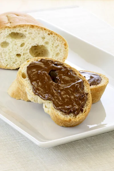 stock image Fresh and delicious hazelnut spread sandwich