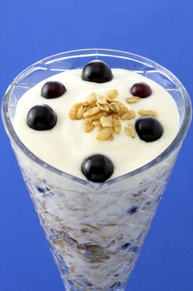 Vynikající smíšené jogurt a müsli — Stock fotografie