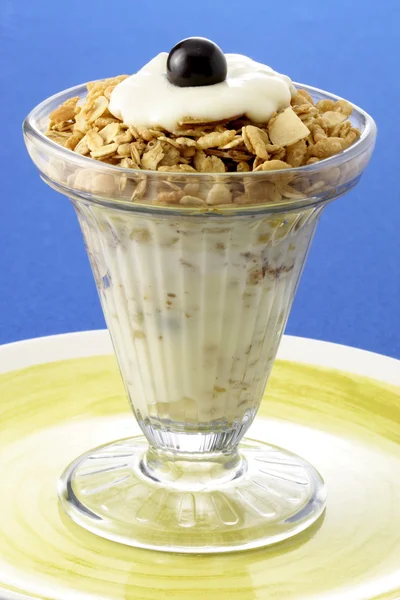 Delicious yogurt and granola — Stock Photo, Image