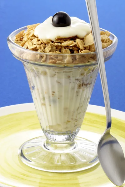 Delicious yogurt and granola — Stock Photo, Image