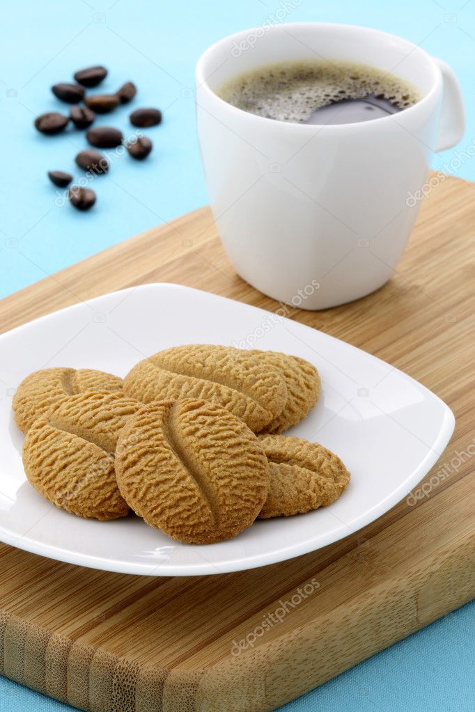 Delicious coffee shortbreads and hot coffee
