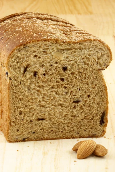 Wholegrain raisins and almonds bread — Stock Photo, Image