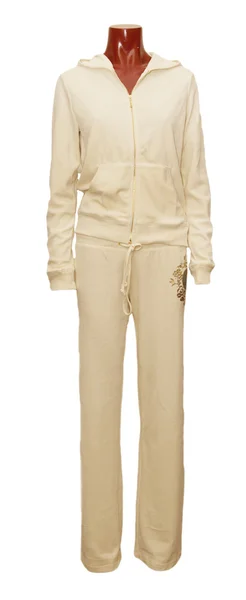 Traje deportivo femenino con capucha sobre fondo blanco — Foto de Stock
