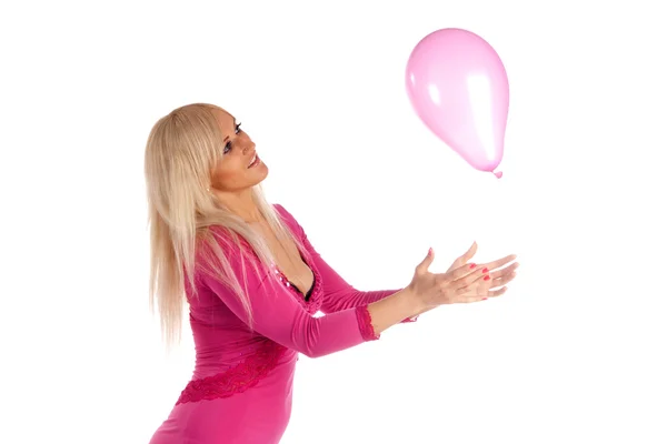 Glamour blonde with a balloon — Stock Photo, Image