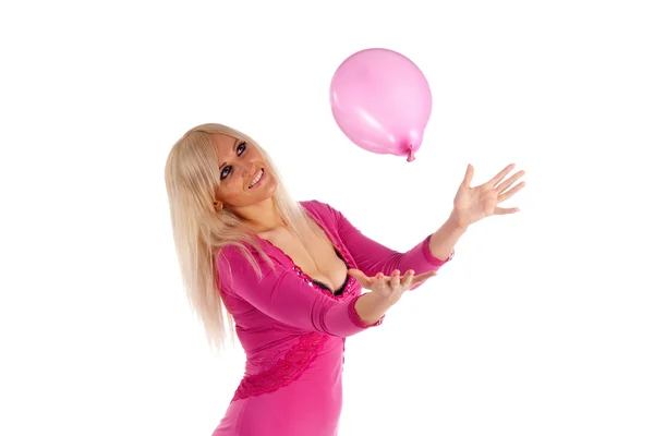 Rubia glamour con un globo — Foto de Stock