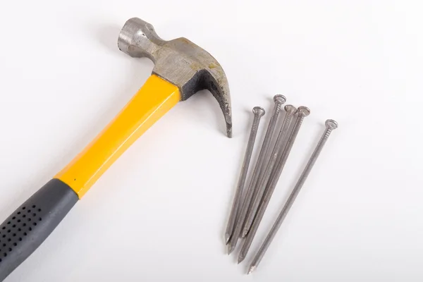 Hammer and a group of nails — Stock Photo, Image