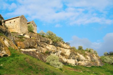 Old houses in Chufut-Kale in Crimea clipart