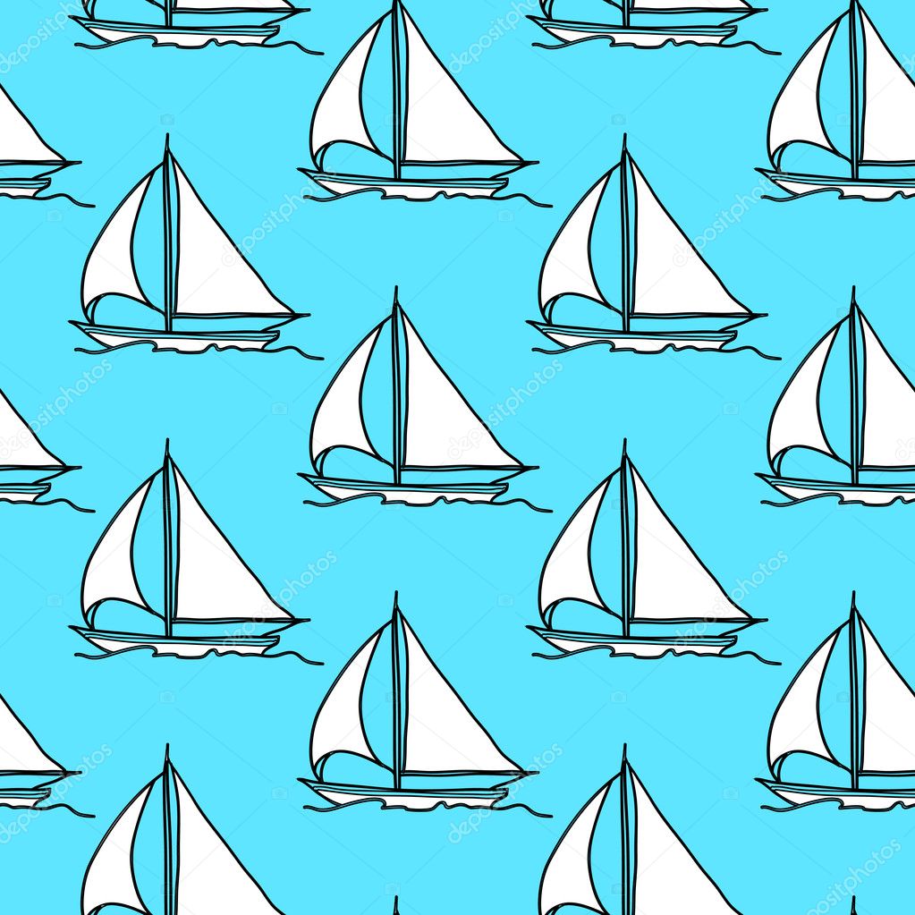 Seamless wallpaper with a sailboat